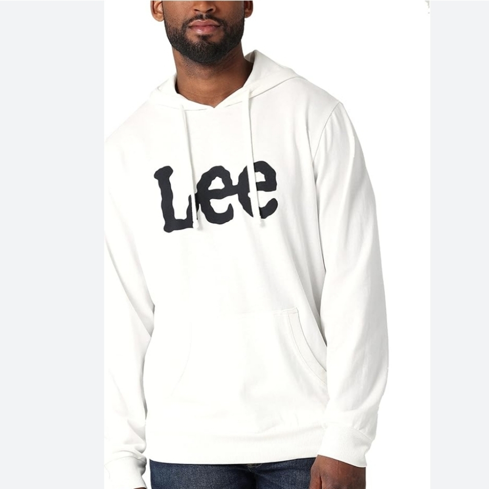 Lee Men's Long Sleeve Hoodie Bright White Relaxed Fit S NWT